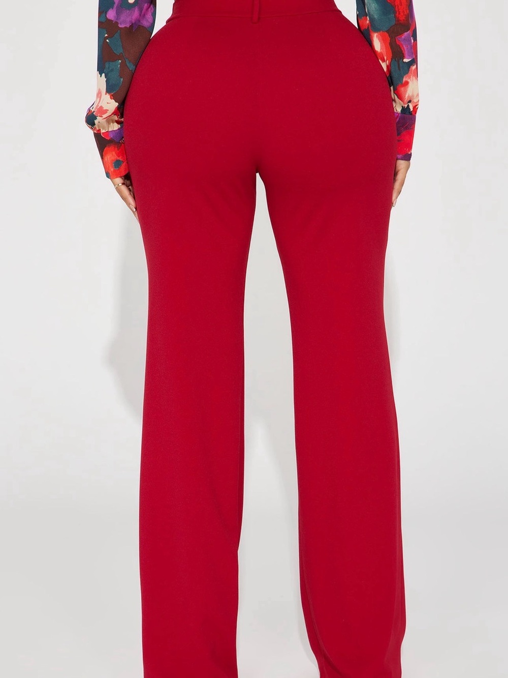 NWT Fashion Nova Red High-Waist Wide-Leg Trousers - Picture 2 of 3